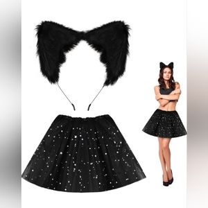 Black Women's Black Costume/Outfit Ears & Skirt